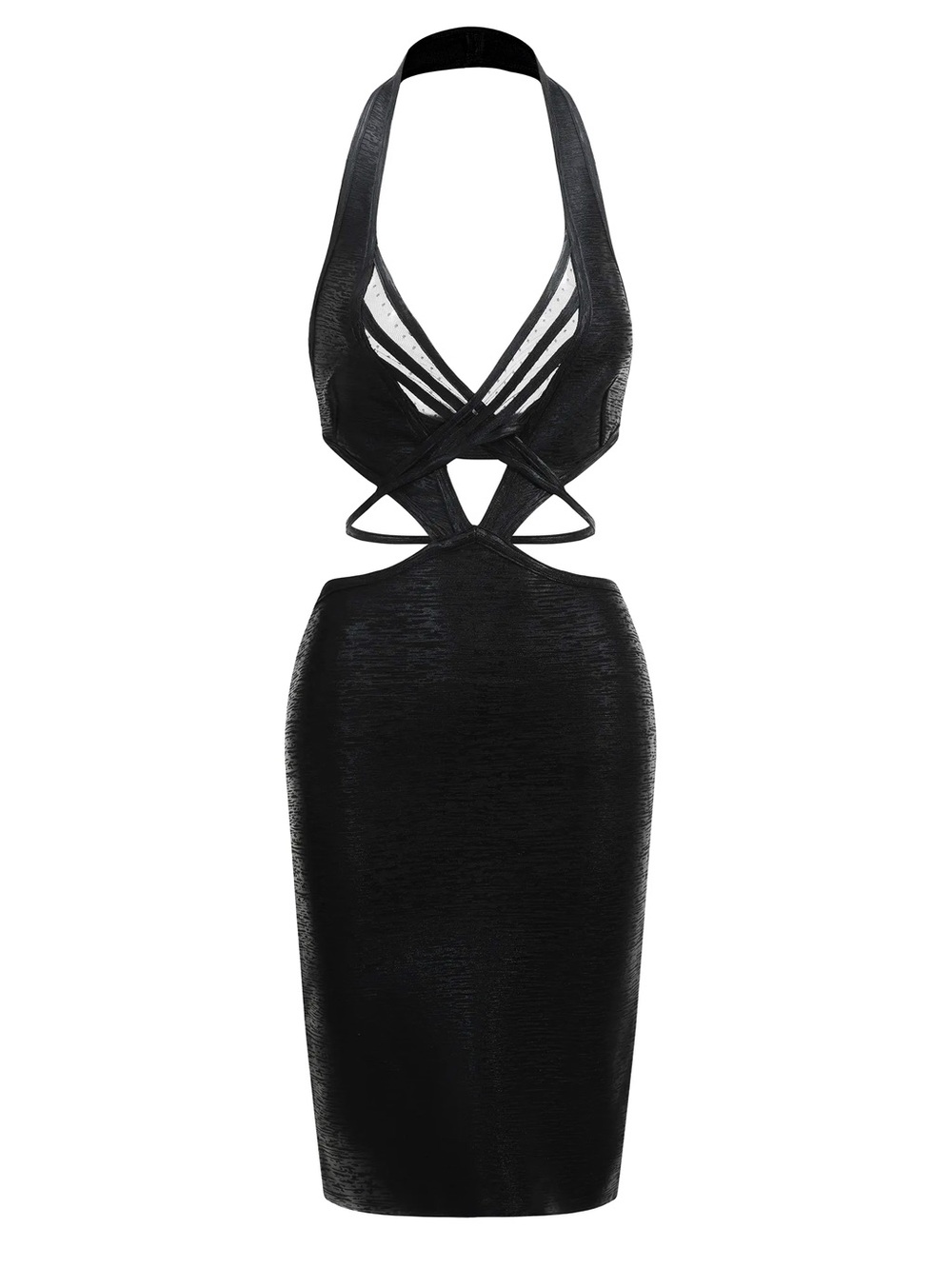 **NWT** Black Metallic Mini Bandage Dress - Picture 2 of 11
